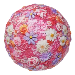 High-resolution PBR floral material with varied flowers suitable for Blender 3D and compatible apps, crafted with Midjourney and Substance tools.