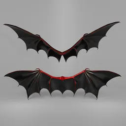 Detailed 3D vampire wings model for character rigging in Blender, designed for easy integration and realistic animation.