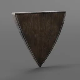 Detailed 3D triangular shield model with realistic textures for Blender rendering, optimized for historical and military visualizations.