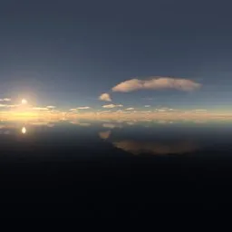 Sunset, sky, clouds, sea, sun, blue.exr