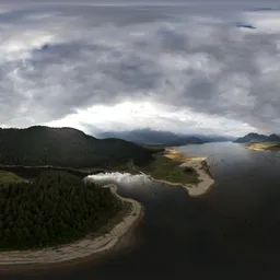 Dramatic clouds over mountain lake