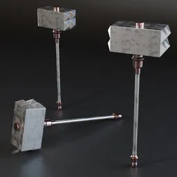 3D Blender model of a low poly mace with high quality metal textures, suitable for war game designs.
