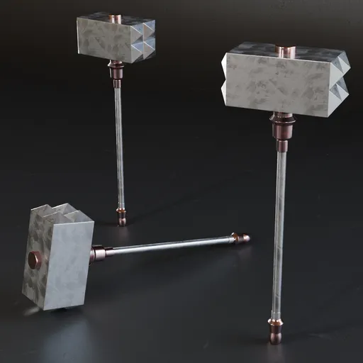 3D Blender model of a low poly mace with high quality metal textures, suitable for war game designs.