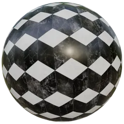 High-resolution geometric black marble texture for Blender 3D PBR material design.