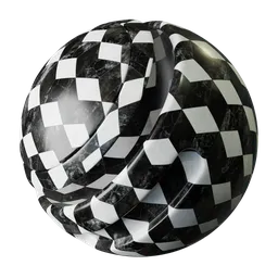 High-resolution geometric black marble texture for Blender 3D PBR material design.