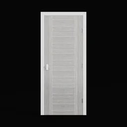 "Seattle style white door with black vertical slatted timber and white handle, suitable for 3D modeling and Unreal Engine 5 rendering. Sized at 1981 x 762mm, perfect for interior design projects."