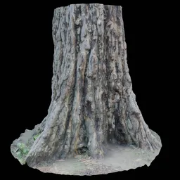 Detailed 3D model of a tree trunk with realistic textures optimized for Blender rendering.