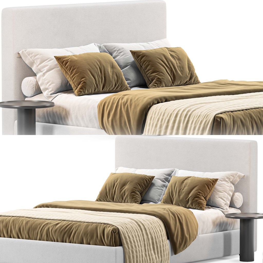 Bed West Elm Haven Slipcover Beds models BlenderKit