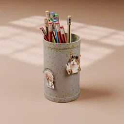 Minimalist Pencil Holder with Pencils