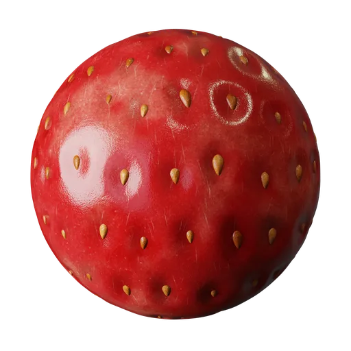 High-resolution 3D rendering of a seamless strawberry texture for PBR material in Blender and other 3D apps.
