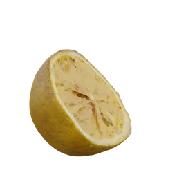 Detailed 3D slice of lemon asset with realistic texture, suitable for Blender food renderings and CG art.
