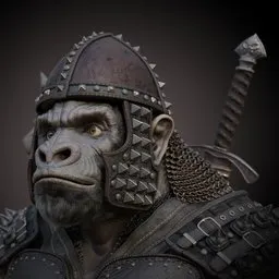 Fantasy War Gorilla Portrait Bust