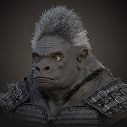 Fantasy War Gorilla Portrait Bust