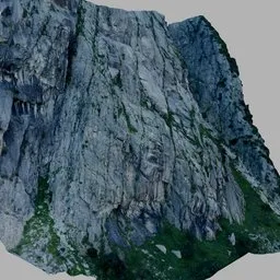 Highly detailed Swiss mountain cliff 3D model created via drone photoscan for Blender use.