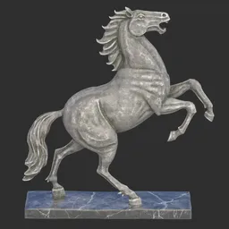 Rearing horse stone statue