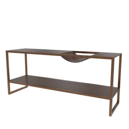 Detailed 3D model of a modern wooden sideboard for interior design, created in Blender.