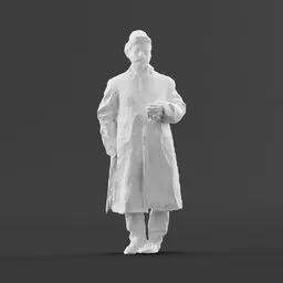 3D printable model of an elderly male character, optimized for Blender, suitable for animation and rendering projects.