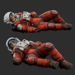 Astronaut Dead Pose Orange Suit
