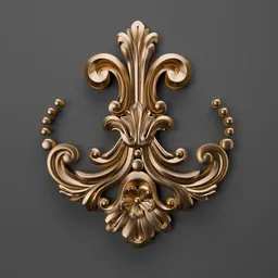 Intricate golden 3D ornament model showcasing classic style for enhancing architectural renders in Blender 3D.