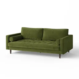 Poly & Bark Velvet Green 3 Seater Sofa