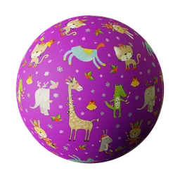 High-resolution PBR texture of festive animal print on purple background for 3D Blender projects.