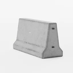 "Cityscape concrete barrier with varying procedural material variations. Ideal for Blender 3D models, this photorealistic and angular metal armored barrier features a small hole in the middle, guardrail, and an 80mm height. Perfect for urban environments or skate parks."