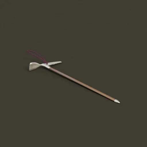 Detailed 3D model of a vintage ice ax, designed with Blender, suitable for military and outdoor equipment themes.