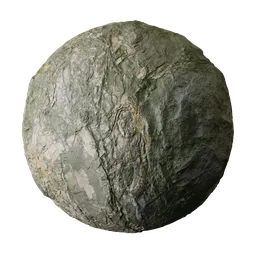 Mossy Shattered Gray Rock Face