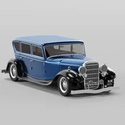 "Get your hands on the rigged Falconer historic vehicle 3D model for Blender 3D, inspired by the roaring twenties and Mafia. The blue car features a sleek, streamlined body and blocky shape with elegant poses, perfect for adding motion to your animation. The redshift renderer and procedural material ensure high-quality rendering for your project."