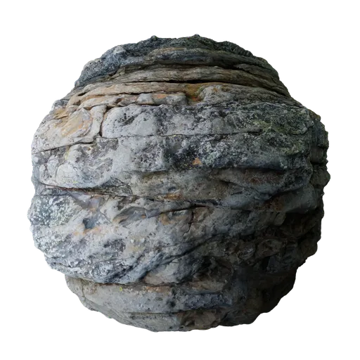 Realistic PBR Rocky Strata Cliff texture for 3D modeling in Blender and other software, with detailed layers and natural colors.
