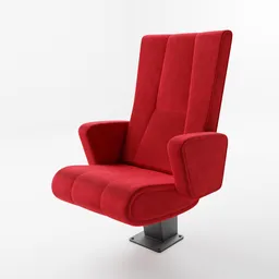 Detailed red cinema-style 3D chair model, optimized for Blender rendering with realistic textures.