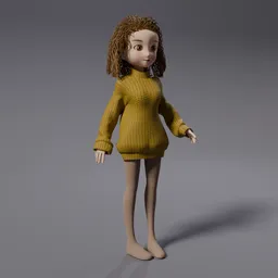 Stylized Cartoon Girl Character