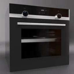 Realistic Blender 3D model of a modern built-in oven with detailed textures and digital display.