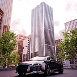 Modern Car in City View - Downtown