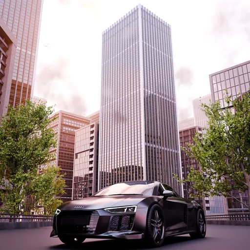 Audi Modern Car in City View - Downtown