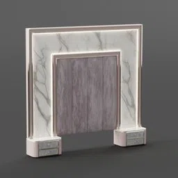 High-end marble and wood bedhead 3D model, customizable for interior design in Blender.