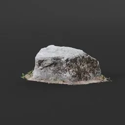 Realistic 3D scanned moss-covered stone model for Blender, isolated on a plain background.