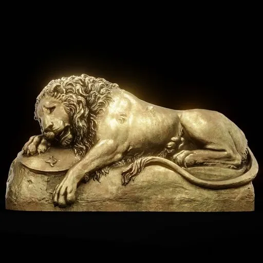 statue of Brass Lucerne lion