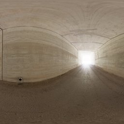 High-resolution HDR of a concrete tunnel with dynamic lighting for realistic scene illumination.