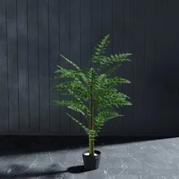 "Artificial tree fern 150 cm 3D model for Blender 3D. Perfect for adding greenery to your virtual spaces in a neotraditional modern minimalist style. Realistic design based on a real product."