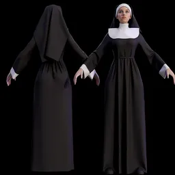 Nun Female Character 3D