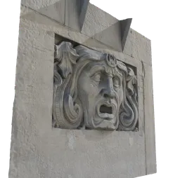 Detailed 3D sculpture of an art-nouveau face with 4K textures, suited for close-up renders in Blender.