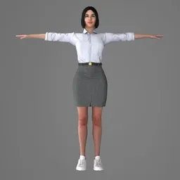 Woman Office Skirt Rigged 2