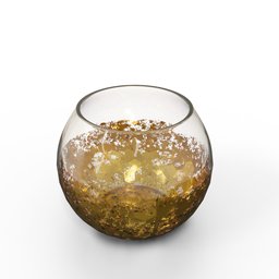 "Glass and Gold Pitcher - 3D Model for Blender 3D: A stunning glass bowl filled with liquid, featuring a luxurious gold flake design, perfect for adding elegance and charm to tables and shelves. Ideal for use in Blender 3D projects and rendering, this finely detailed pitcher showcases volumetric lighting effects and incorporates elements of Scandinavian design. Discover this beautiful 3D model, crafted with precision using Blender 3D software."