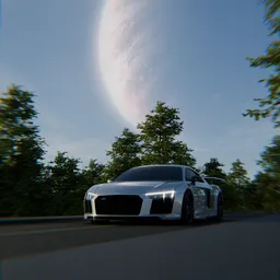 Sports Car – Sci-Fi Planet Horizon Scene