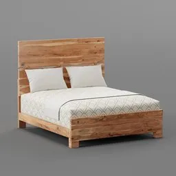Solid Wood King Brown Bed