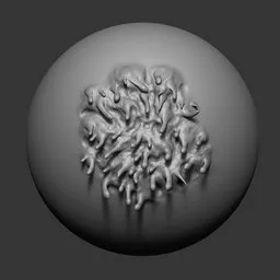 Detailed 3D sculpting brush effect for undead flesh textures, compatible with Blender.