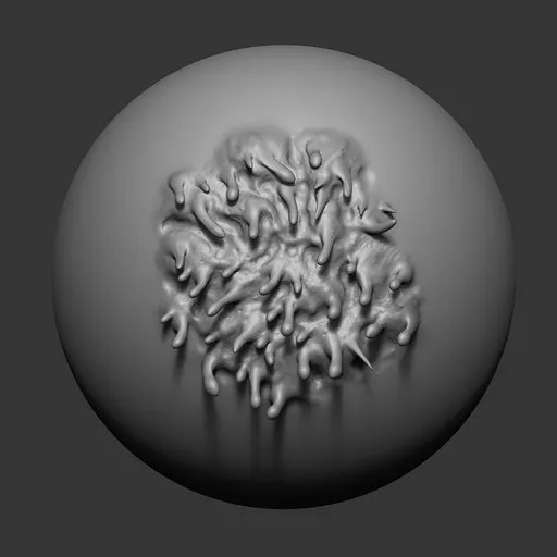 Detailed 3D sculpting brush effect for undead flesh textures, compatible with Blender.