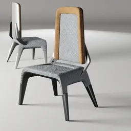 Modern luxury-inspired 3D chair model with fabric and changeable metal textures, ideal for Blender projects.