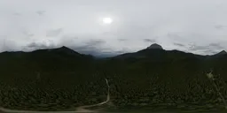 Dramatic overcast lighting from HDRI of aerial Canadian mountainous landscape for realistic scene illumination.